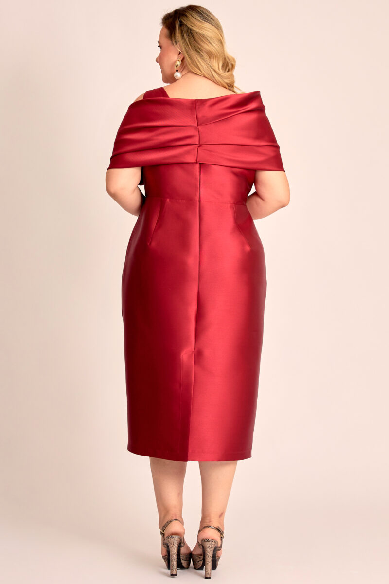 Vestido Midi Festa Zibeline com Echarpe Plus Size