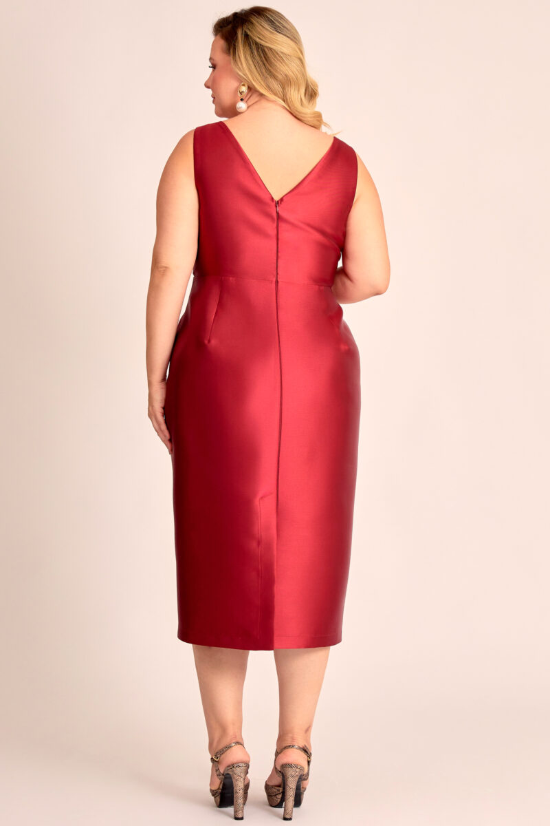 Vestido Midi Festa Zibeline com Echarpe Plus Size