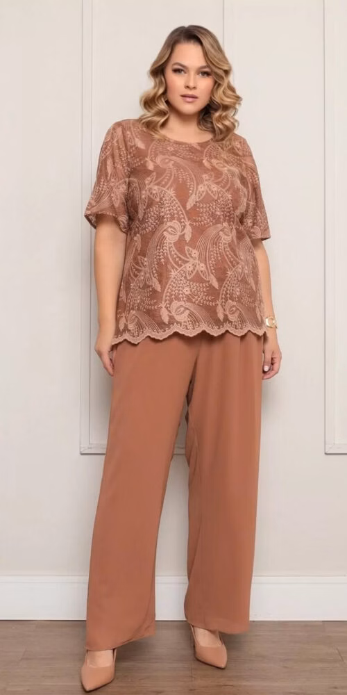 Conjunto Túnica em Renda Plus Size