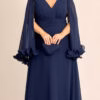 Vestido Plus Size de Festa Capa Curta com Fru-Fru