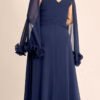 Vestido Plus Size de Festa Capa Curta com Fru-Fru