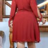 Vestido Midi Festa Manga Longa Laço