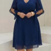 Vestido Midi Festa Manga Longa Laço