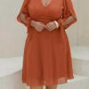 Vestido Midi Festa Manga Longa Laço