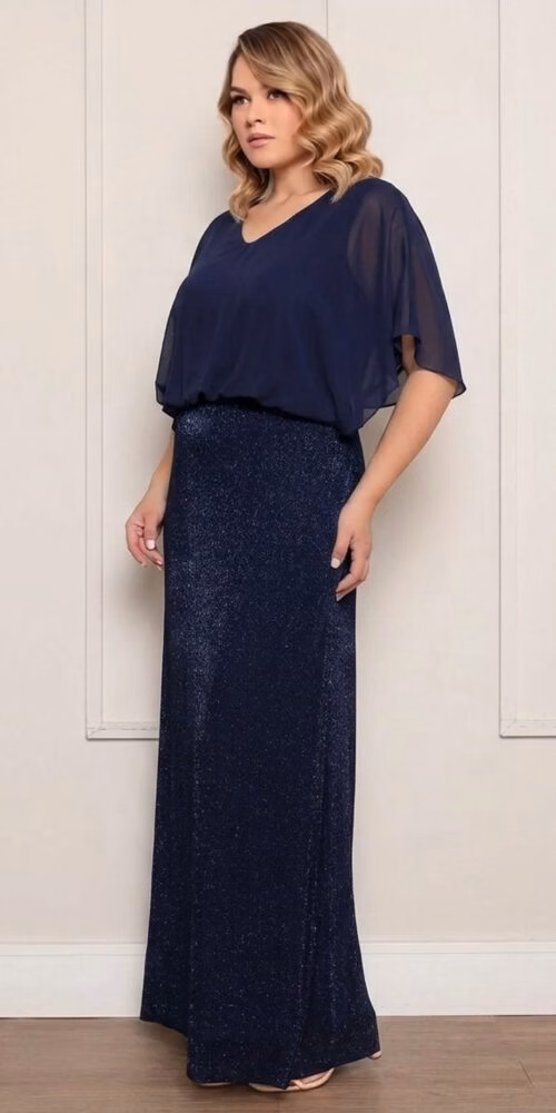 Vestido Festa Blusê Saia Lurex Plus Size