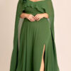 Vestido Festa Capa Longa e Flor Plus Size