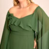 Vestido Festa Capa Longa e Flor Plus Size