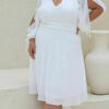 Vestido Midi Noiva Manga Longa Laço