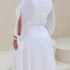 Vestido Midi Noiva Manga Longa Laço