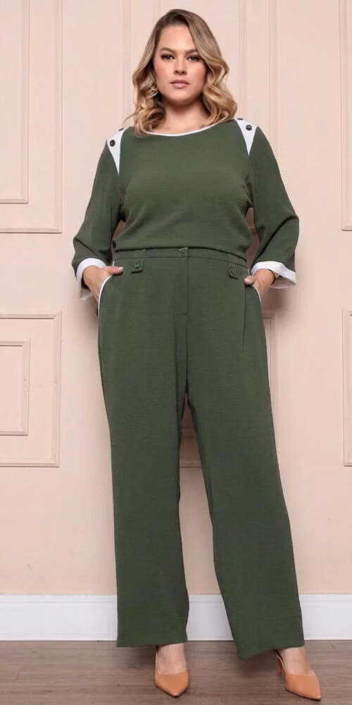 Conjunto Crepe Duna Manga 7/8 Plus SIze