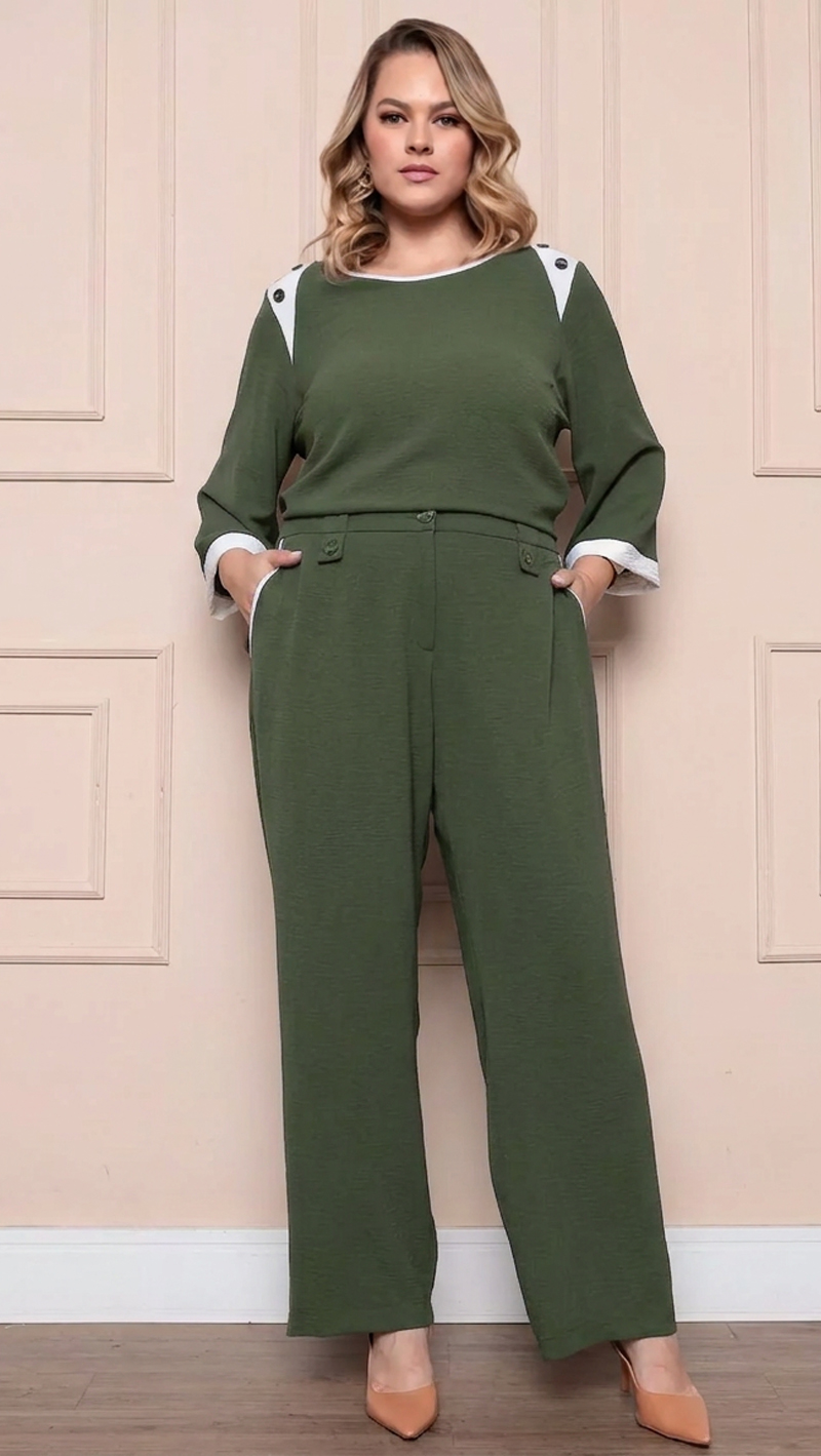 Conjunto Crepe Duna Manga 7/8 Plus SIze