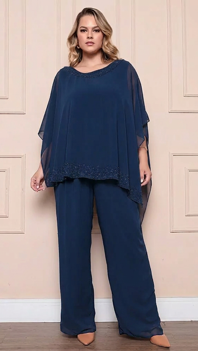 Conjunto Festa Plus Size Blusa Capa Bordada a Mão