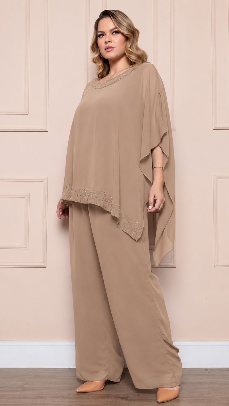Conjunto Festa Plus Size Blusa Capa Bordada a Mão