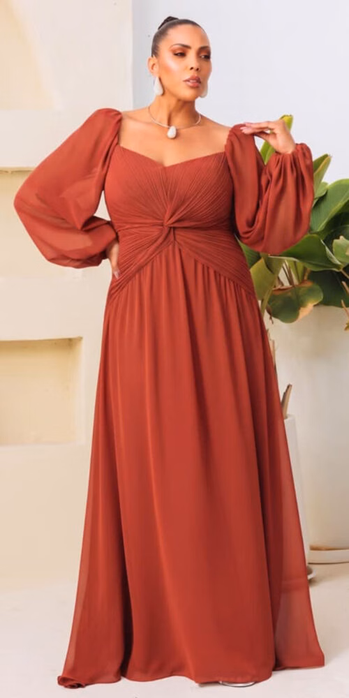 Vestido de Festa Blusa Plissada Plus Size