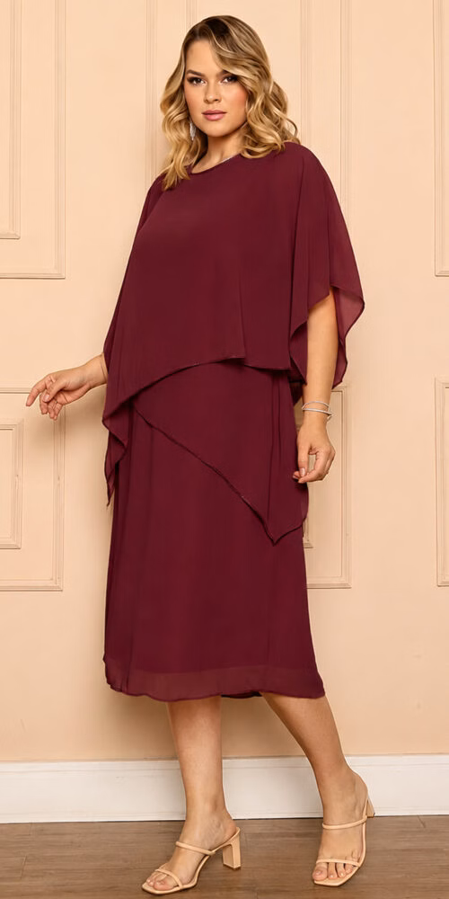 Vestido Midi Festa Plus Size Capa Pontas Bordado Manual