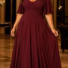 Vestido Festa em Crepe Decote Coração Plus Size