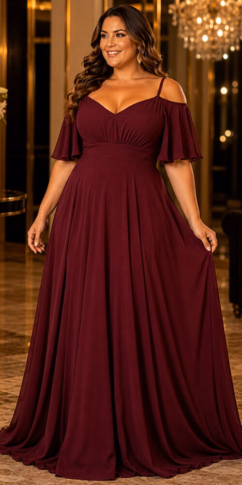 Vestido Festa em Crepe Decote Coração Plus Size