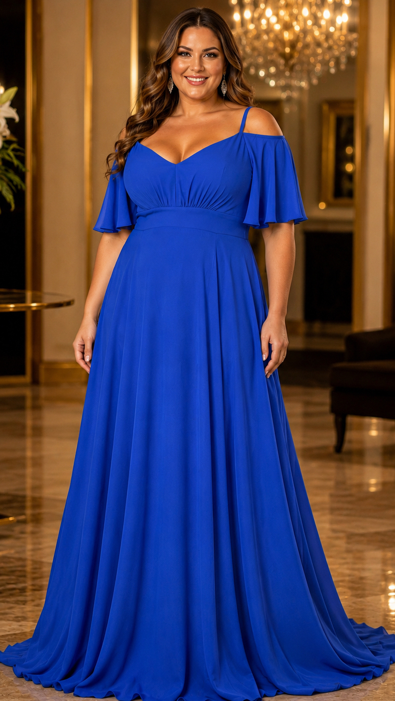 Vestido Festa em Crepe Decote Coração Plus Size