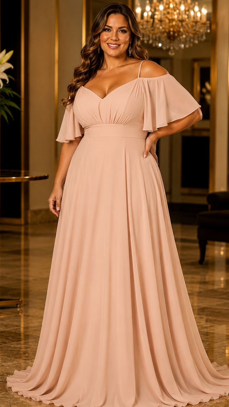 Vestido Festa em Crepe Decote Coração Plus Size