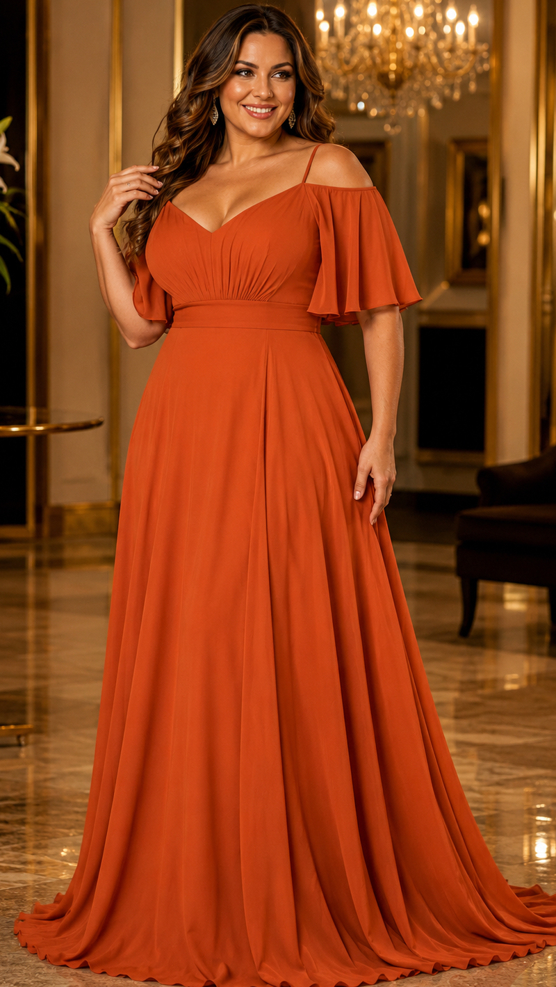 Vestido Festa em Crepe Decote Coração Plus Size