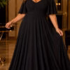 Vestido Festa em Crepe Decote Coração Plus Size