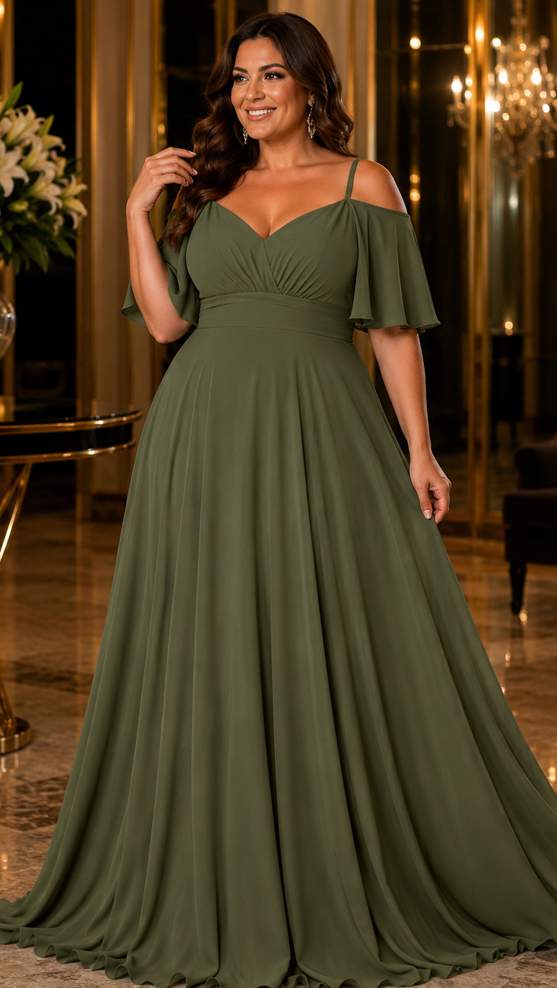 Vestido Festa em Crepe Decote Coração Plus Size