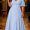 Vestido Festa em Crepe Decote Coração Plus Size