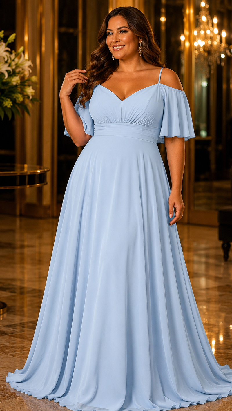 Vestido Festa em Crepe Decote Coração Plus Size