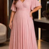Vestido Festa Plus SIze Tule Gliterado Mangas 3/4