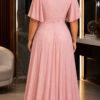 Vestido Festa Plus SIze Tule Gliterado Mangas 3/4