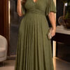 Vestido Festa Plus SIze Tule Gliterado Mangas 3/4