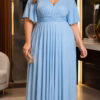 Vestido Festa Plus SIze Tule Gliterado Mangas 3/4