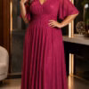 Vestido Festa Plus SIze Tule Gliterado Mangas 3/4